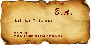 Balika Arianna névjegykártya